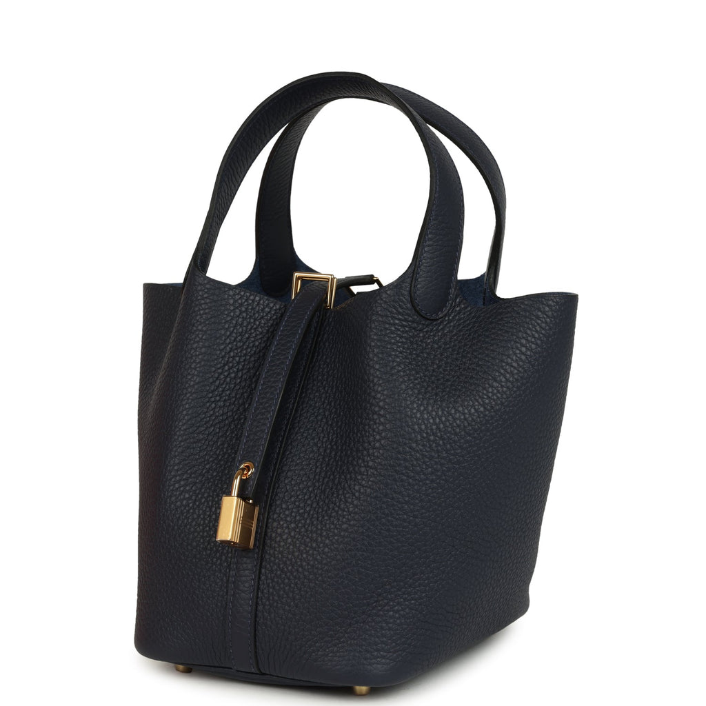 Picotin Lock 18 Bleu Tie Permabrass Hardware Bag