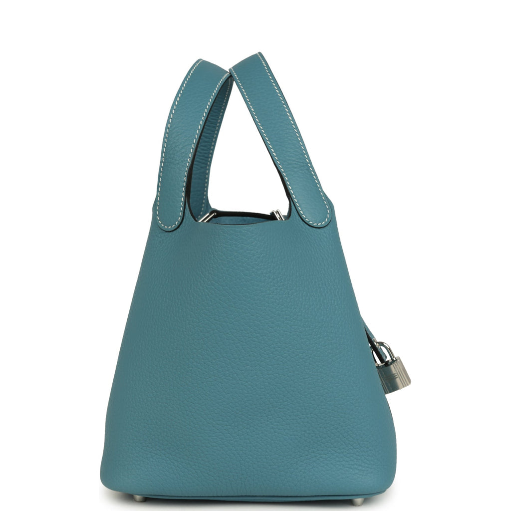 Picotin Lock 18 Blue Jean Clemence Palladium Hardware Bag