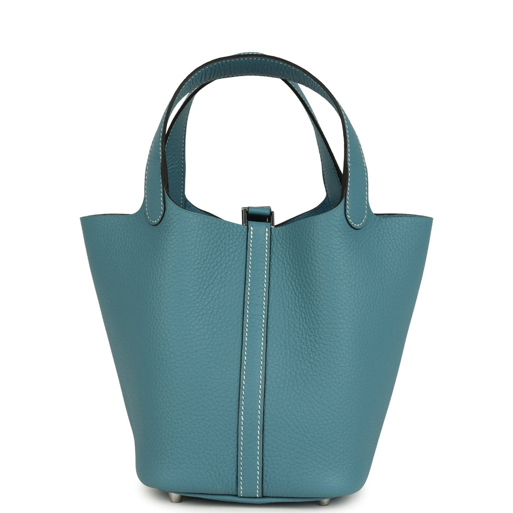 Picotin Lock 18 Blue Jean Clemence Palladium Hardware Bag