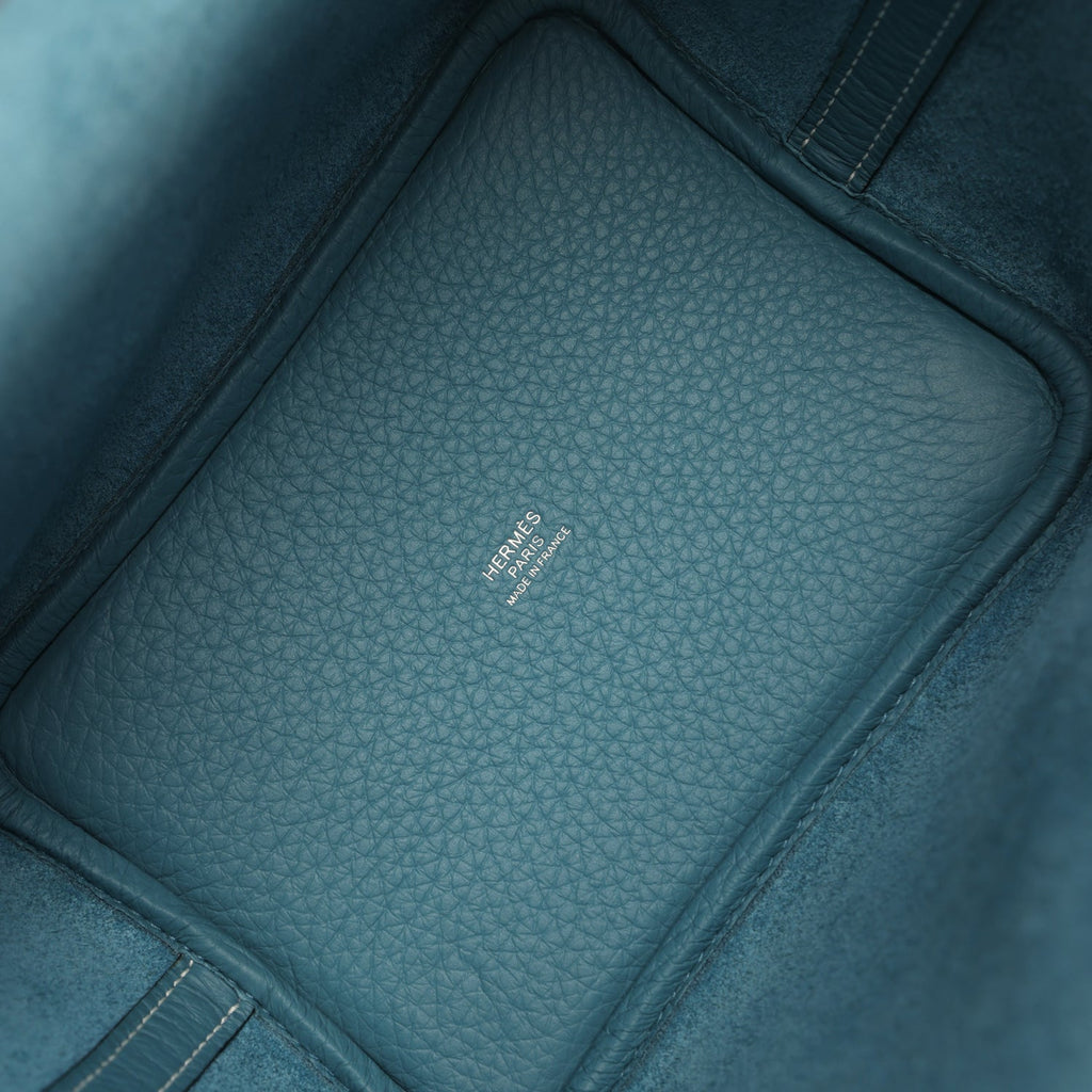 Picotin Lock 18 Blue Jean Clemence Palladium Hardware Bag