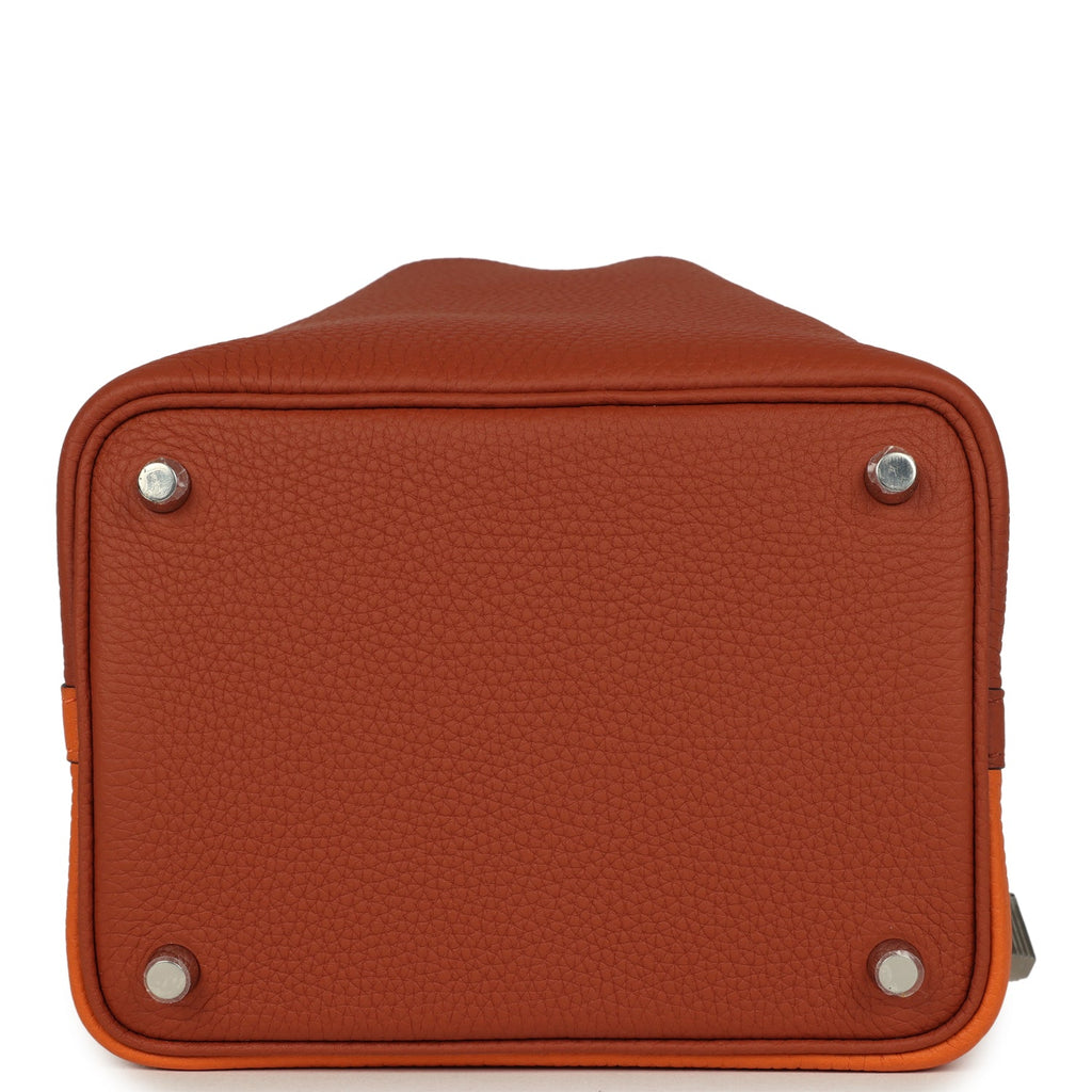 Picotin Lock 18 Casaque Orange, Cuivre and Gold Clemence Palladium Hardware Bag