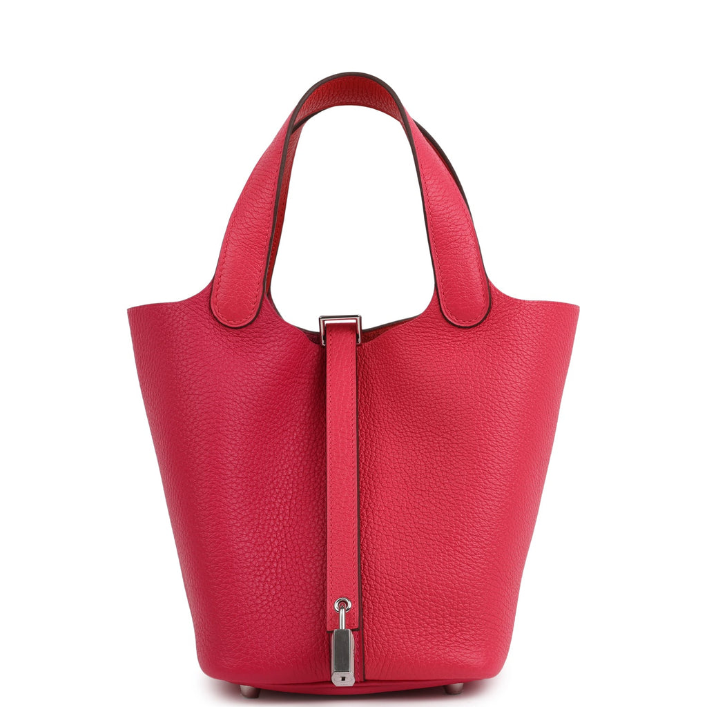 Picotin Lock 18 Casaque Rose Extreme and Rose Mexico Palladium Hardware Bag