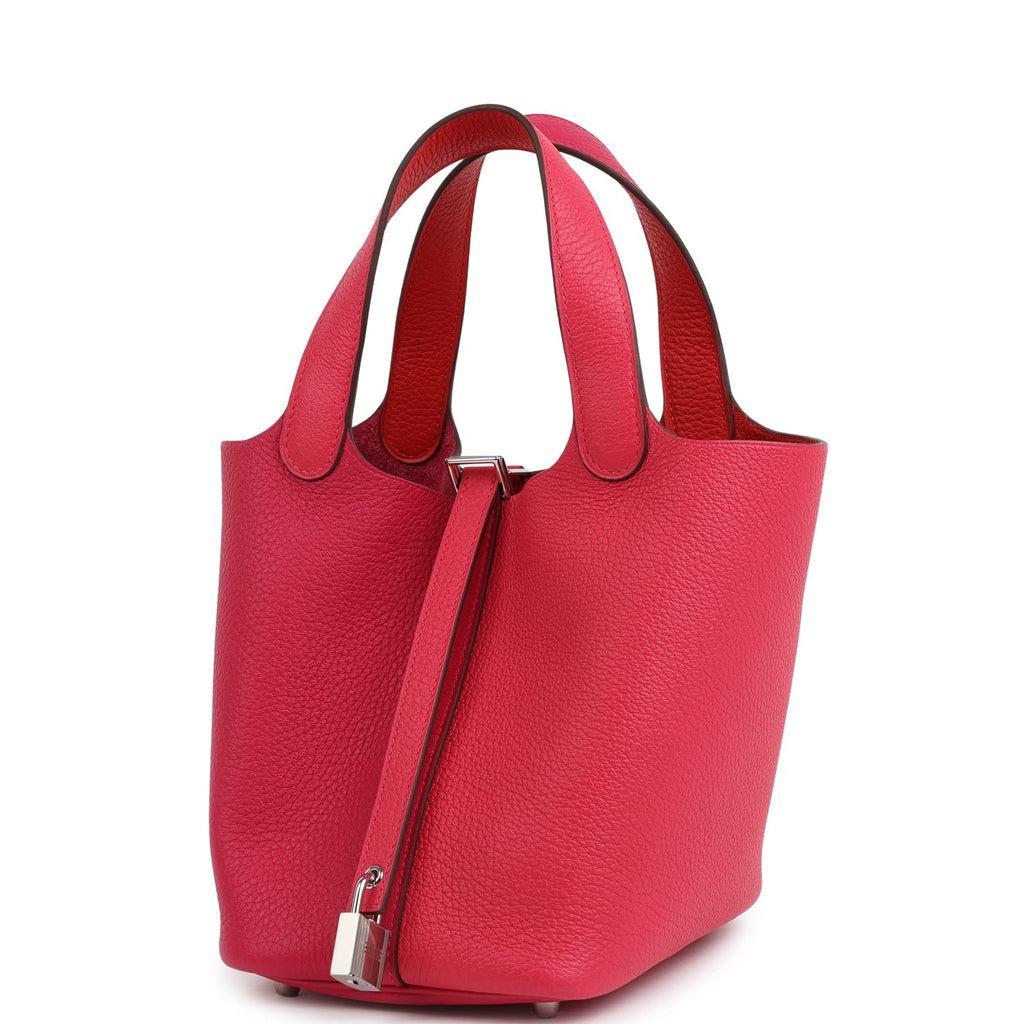 Picotin Lock 18 Casaque Rose Extreme and Rose Mexico Palladium Hardware Bag