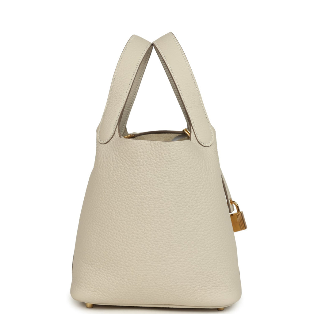 Picotin Lock 18 Craie Clemence Gold Hardware Bag