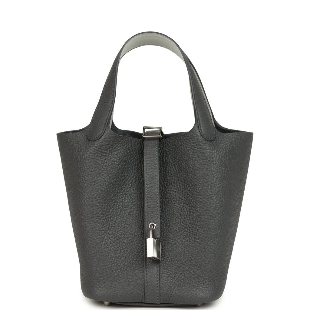Picotin Lock 18 Eclat Ardoise Clemence and Gris Pantin Swift Palladium Hardware Bag