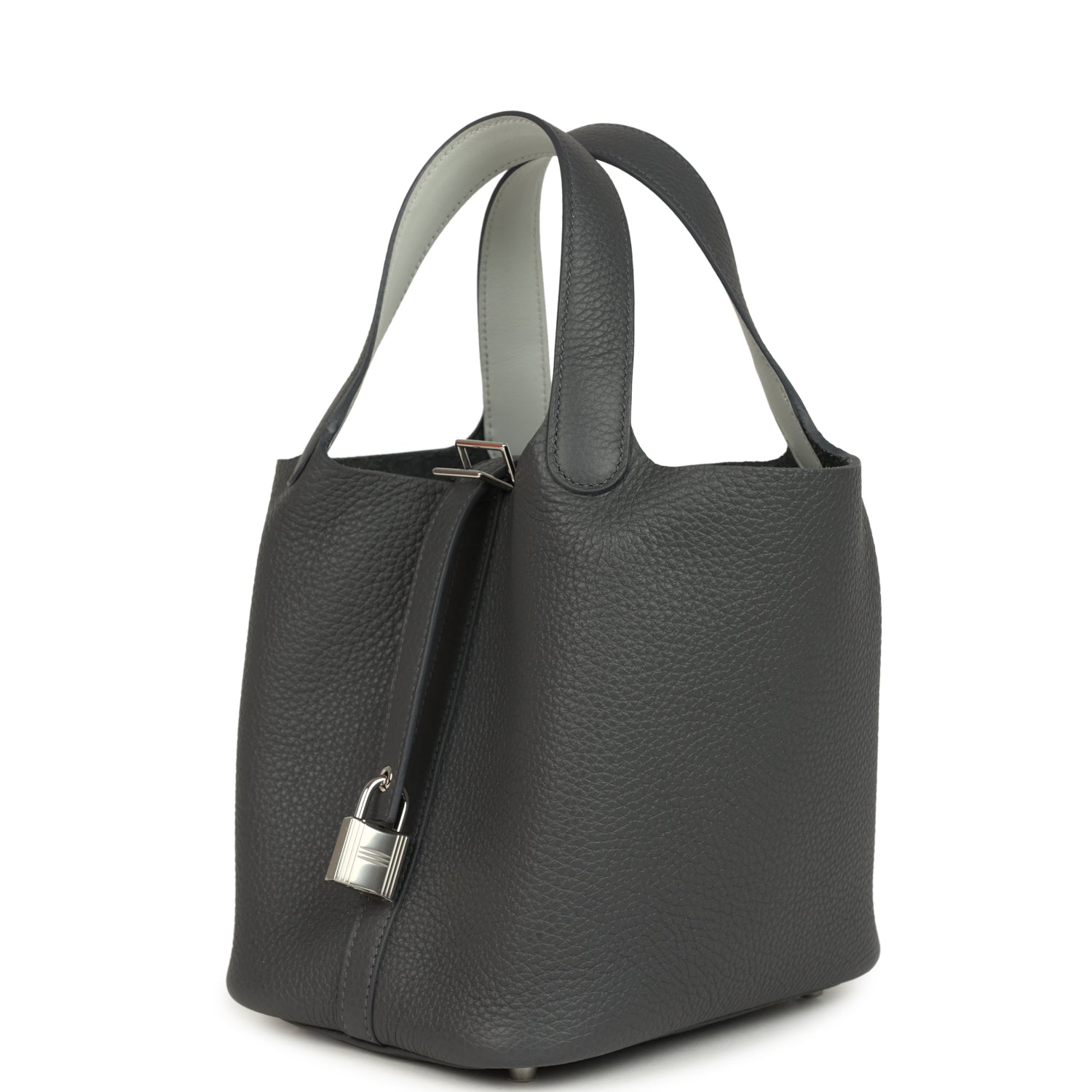 Picotin Lock 18 Eclat Ardoise Clemence and Gris Pantin Swift Palladium Hardware Bag
