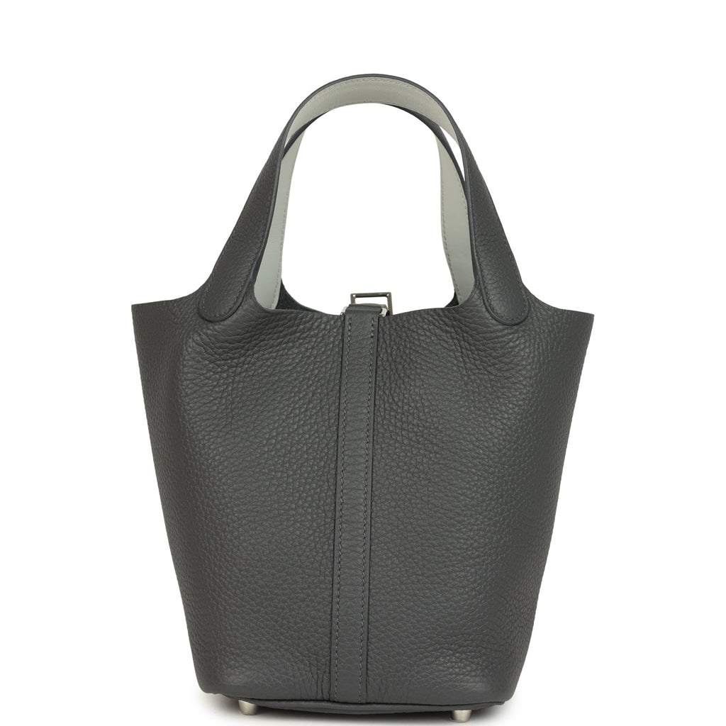 Picotin Lock 18 Eclat Ardoise Clemence and Gris Pantin Swift Palladium Hardware Bag
