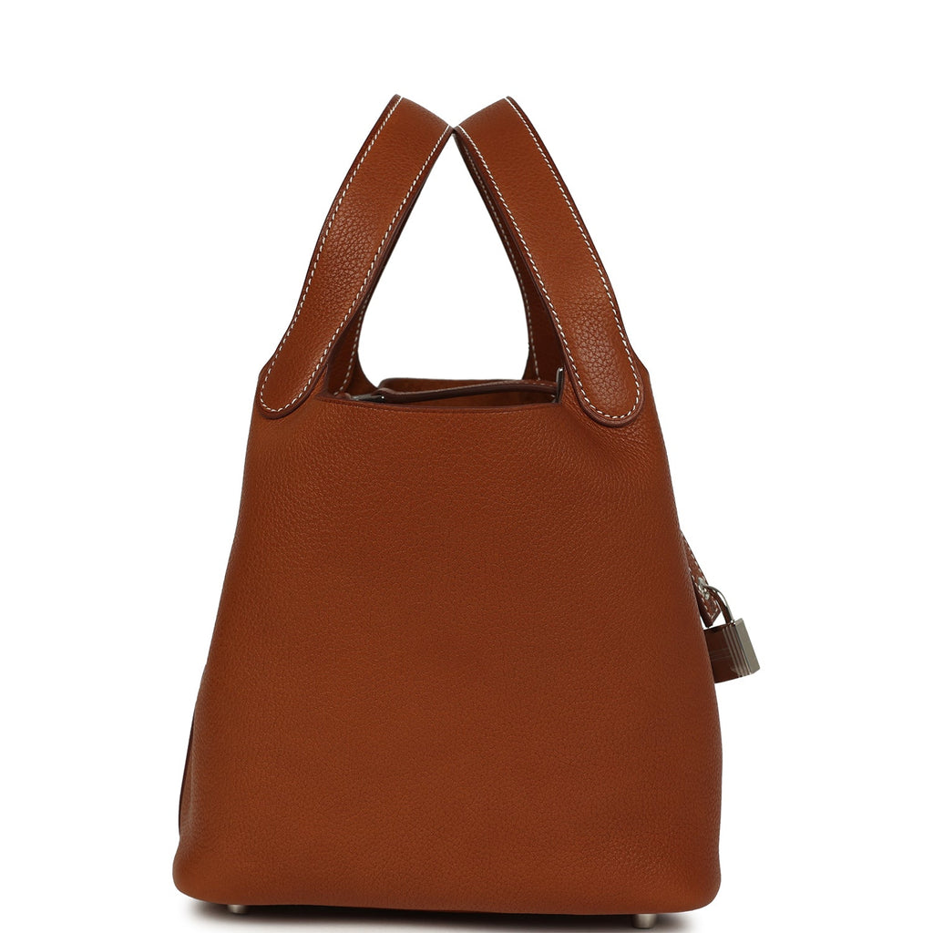Picotin Lock 18 Fauve Barenia Faubourg Palladium Hardware Bag