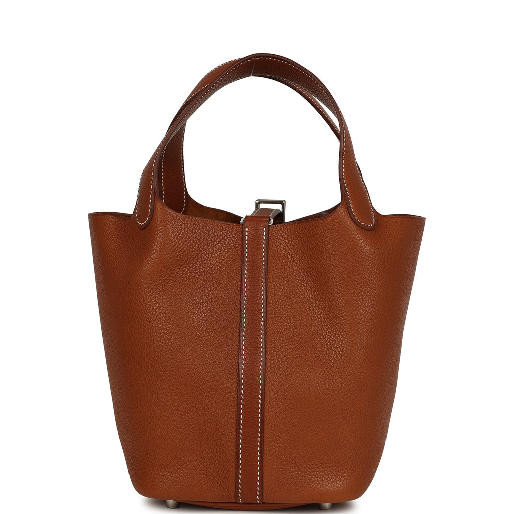 Picotin Lock 18 Fauve Barenia Faubourg Palladium Hardware Bag