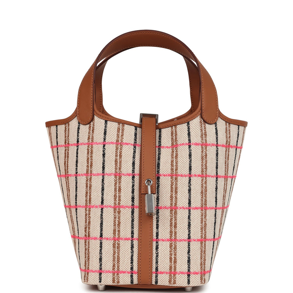 Picotin Lock 18 Gold, Ecru-Beige, Rose Pop, Black Toile H and Fauve Swift and Toile H Palladium Hardware  Bag