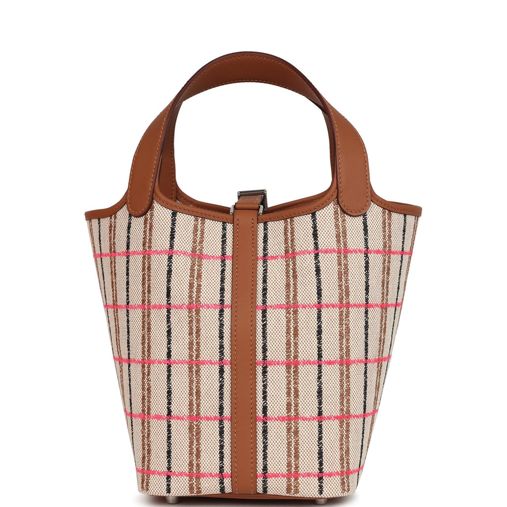 Picotin Lock 18 Gold, Ecru-Beige, Rose Pop, Black Toile H and Fauve Swift and Toile H Palladium Hardware  Bag