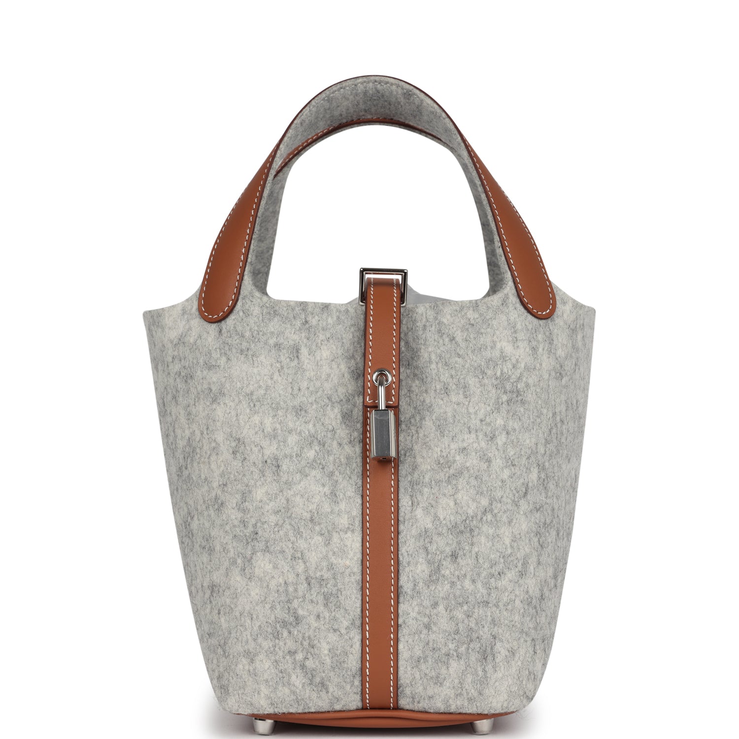 Picotin Lock 18 Gris Clair Feutre and Gold Swift Palladium Hardware Bag