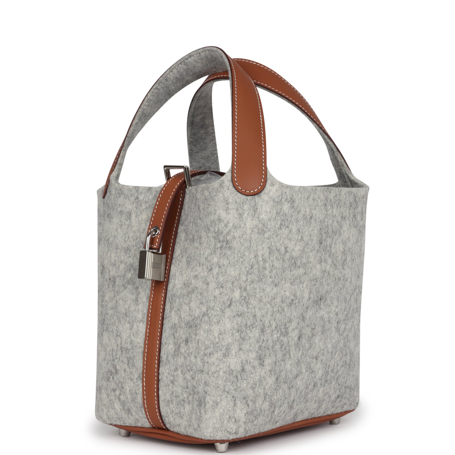 Picotin Lock 18 Gris Clair Feutre and Gold Swift Palladium Hardware Bag