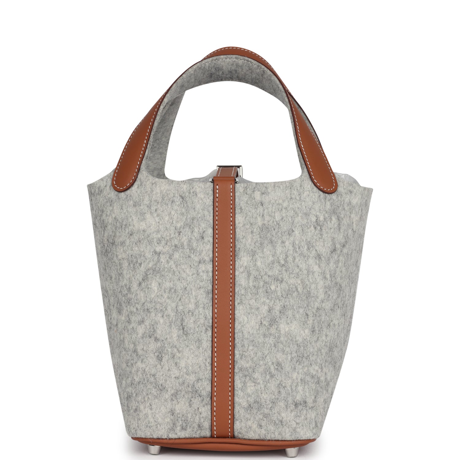 Picotin Lock 18 Gris Clair Feutre and Gold Swift Palladium Hardware Bag