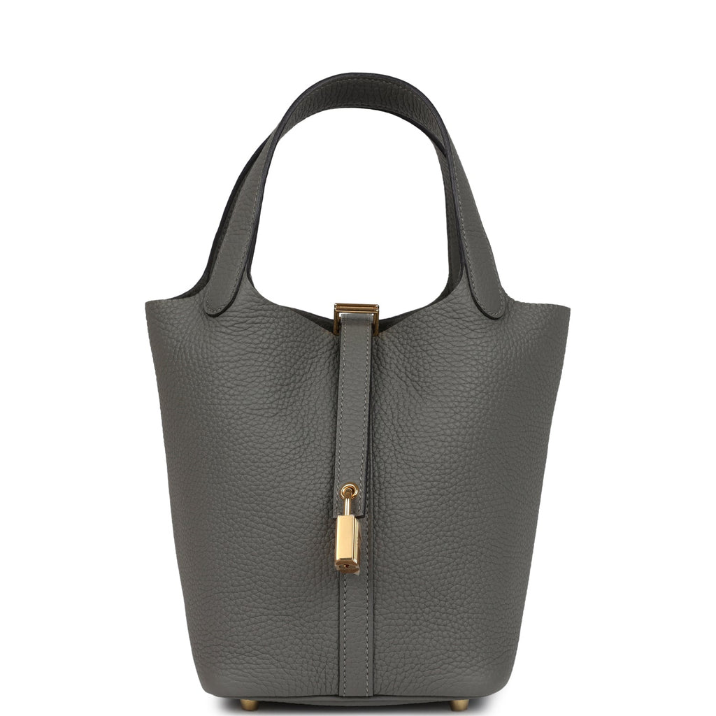 Picotin Lock 18 Gris Meyer Gold Hardware Bag