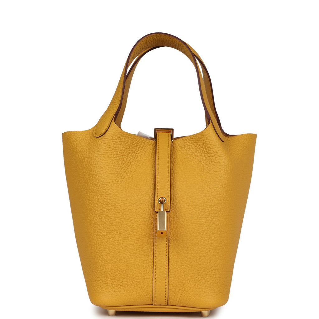 Picotin Lock 18 Jaune Ambre Clemence Gold Hardware Bag