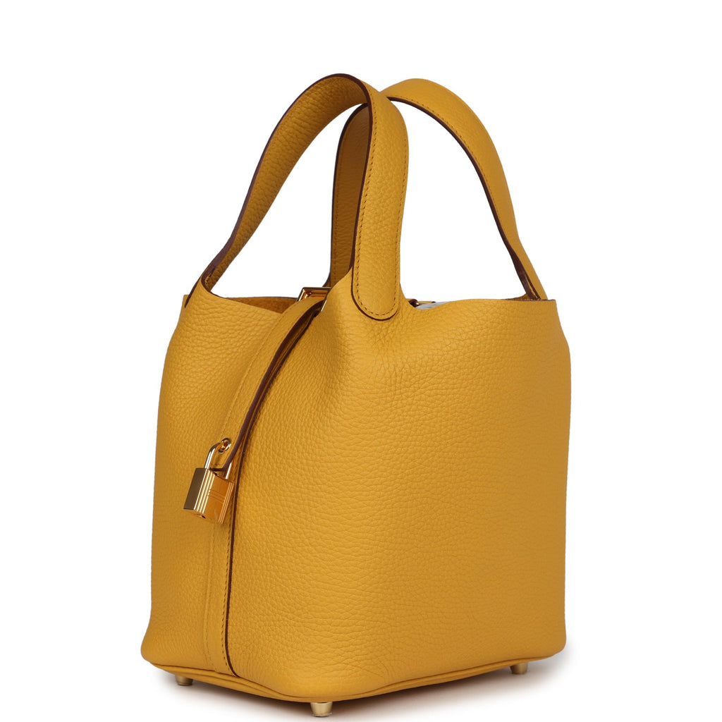Picotin Lock 18 Jaune Ambre Clemence Gold Hardware Bag