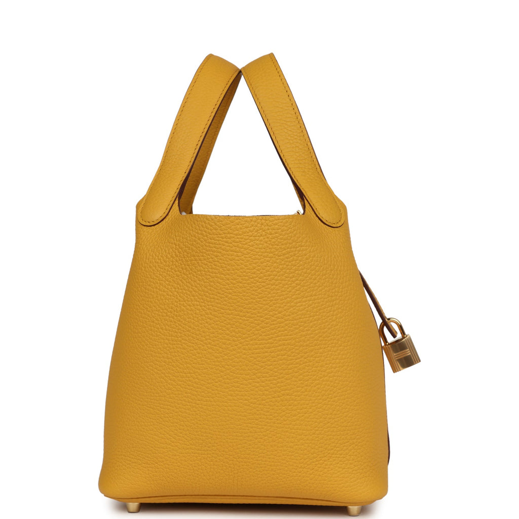 Picotin Lock 18 Jaune Ambre Clemence Gold Hardware Bag
