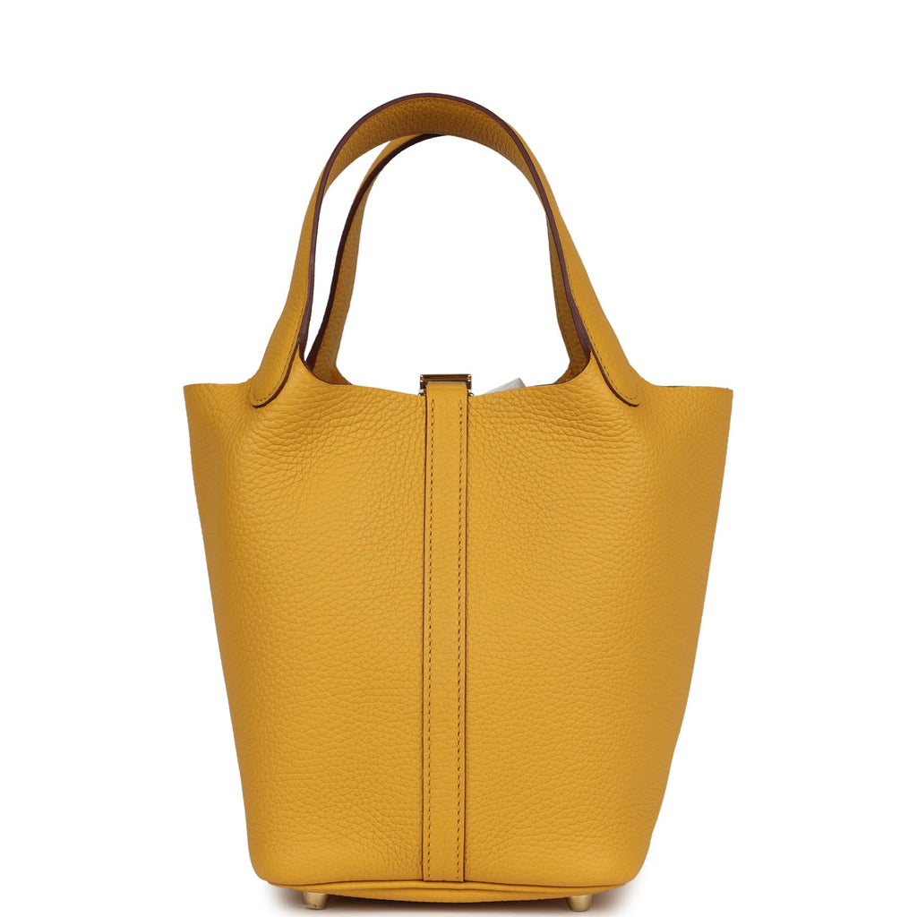 Picotin Lock 18 Jaune Ambre Clemence Gold Hardware Bag