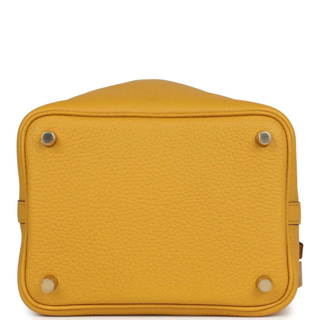 Picotin Lock 18 Jaune Ambre Clemence Gold Hardware Bag