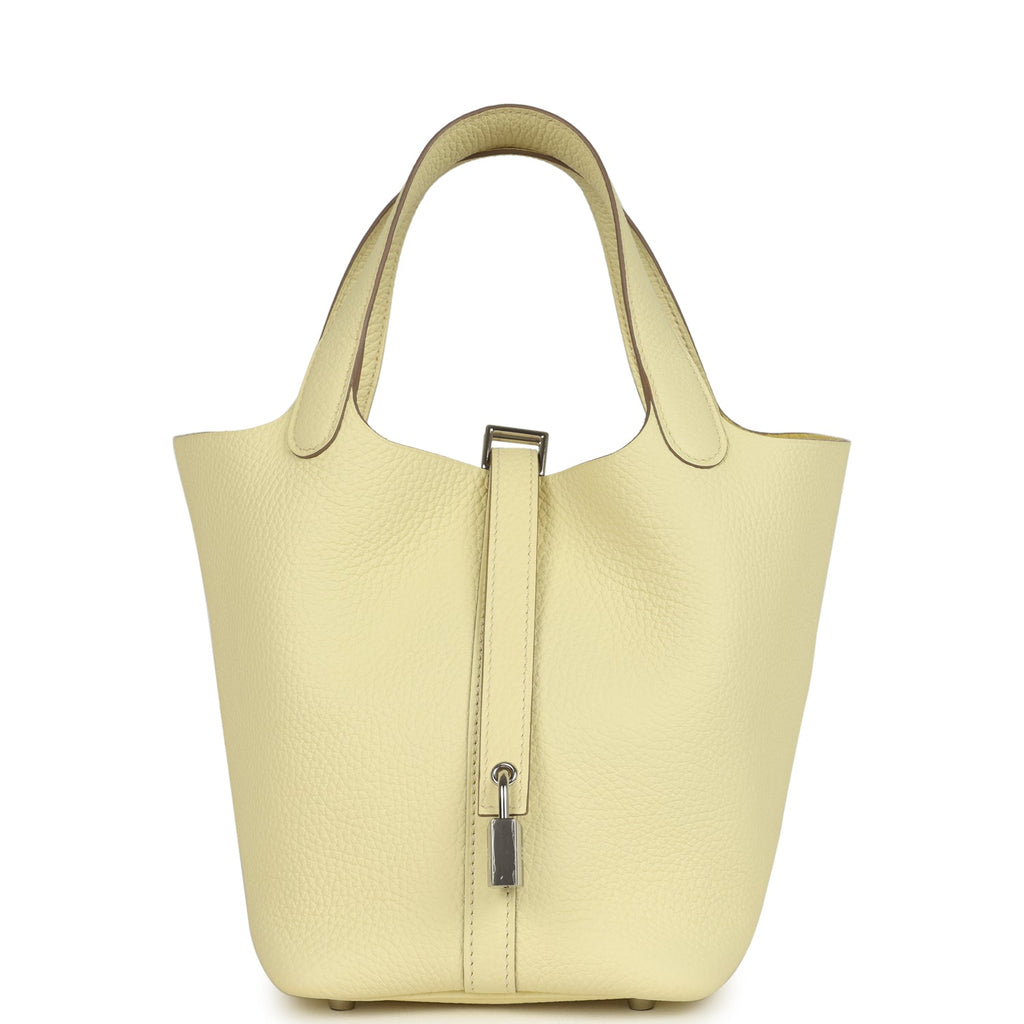 Picotin Lock 18 Jaune Milton Clemence Palladium Hardware Bag