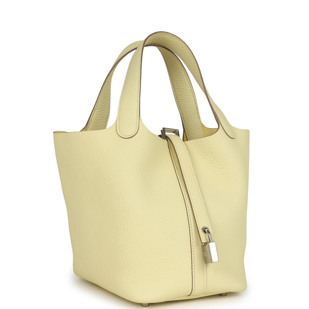 Picotin Lock 18 Jaune Milton Clemence Palladium Hardware Bag
