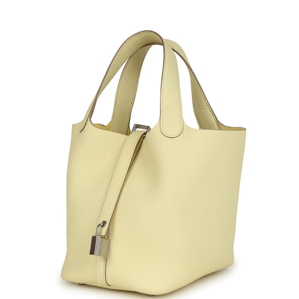 Picotin Lock 18 Jaune Milton Clemence Palladium Hardware Bag
