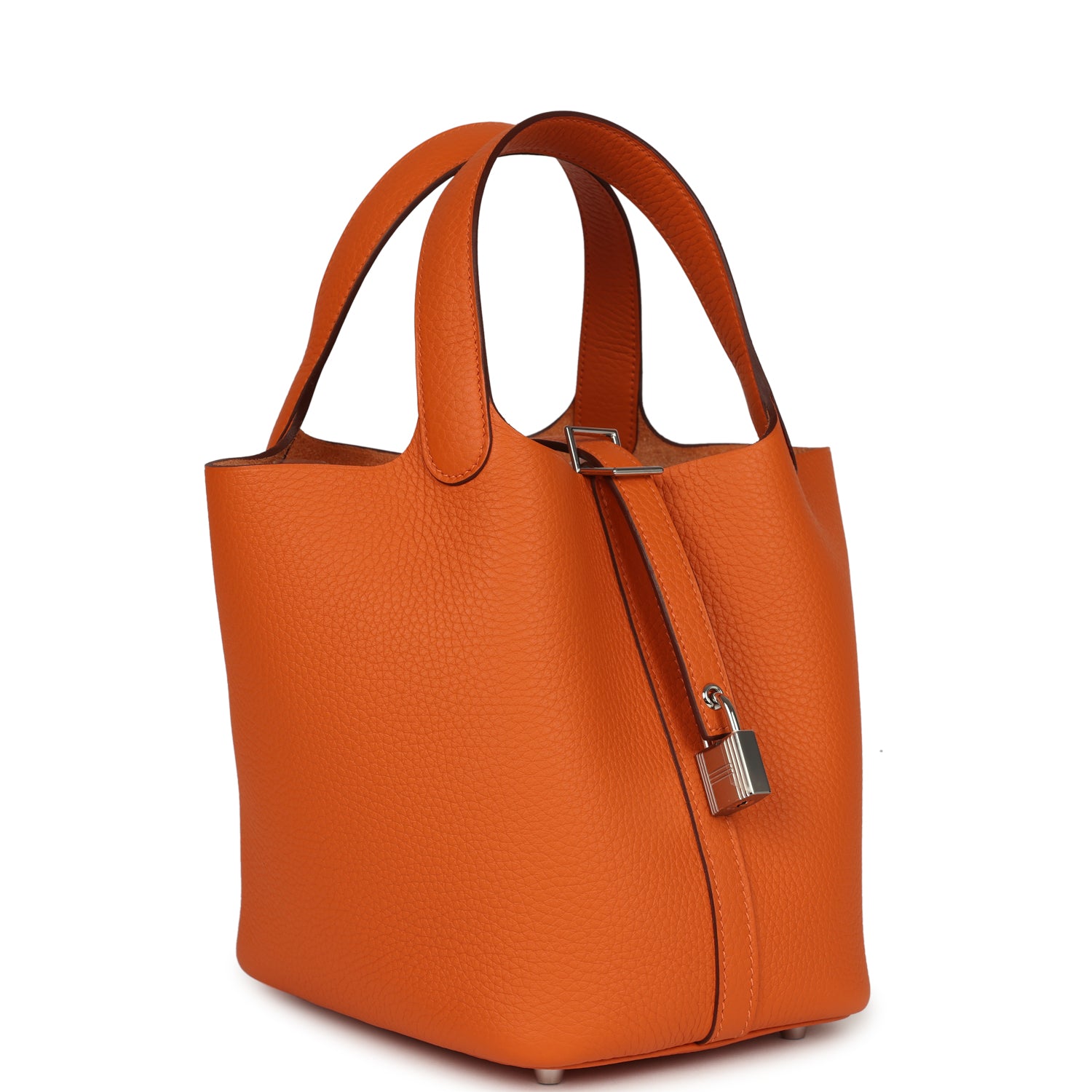Picotin Lock 18 Orange Clemence Palladium Hardware Bag
