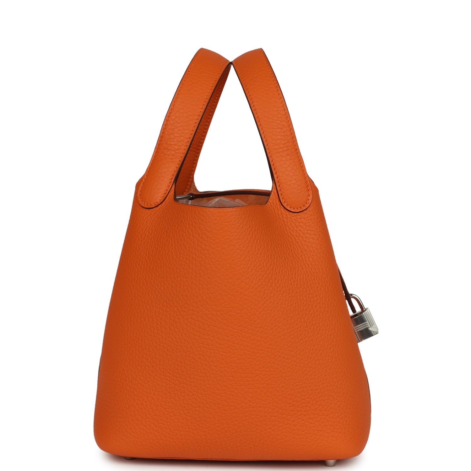 Picotin Lock 18 Orange Clemence Palladium Hardware Bag