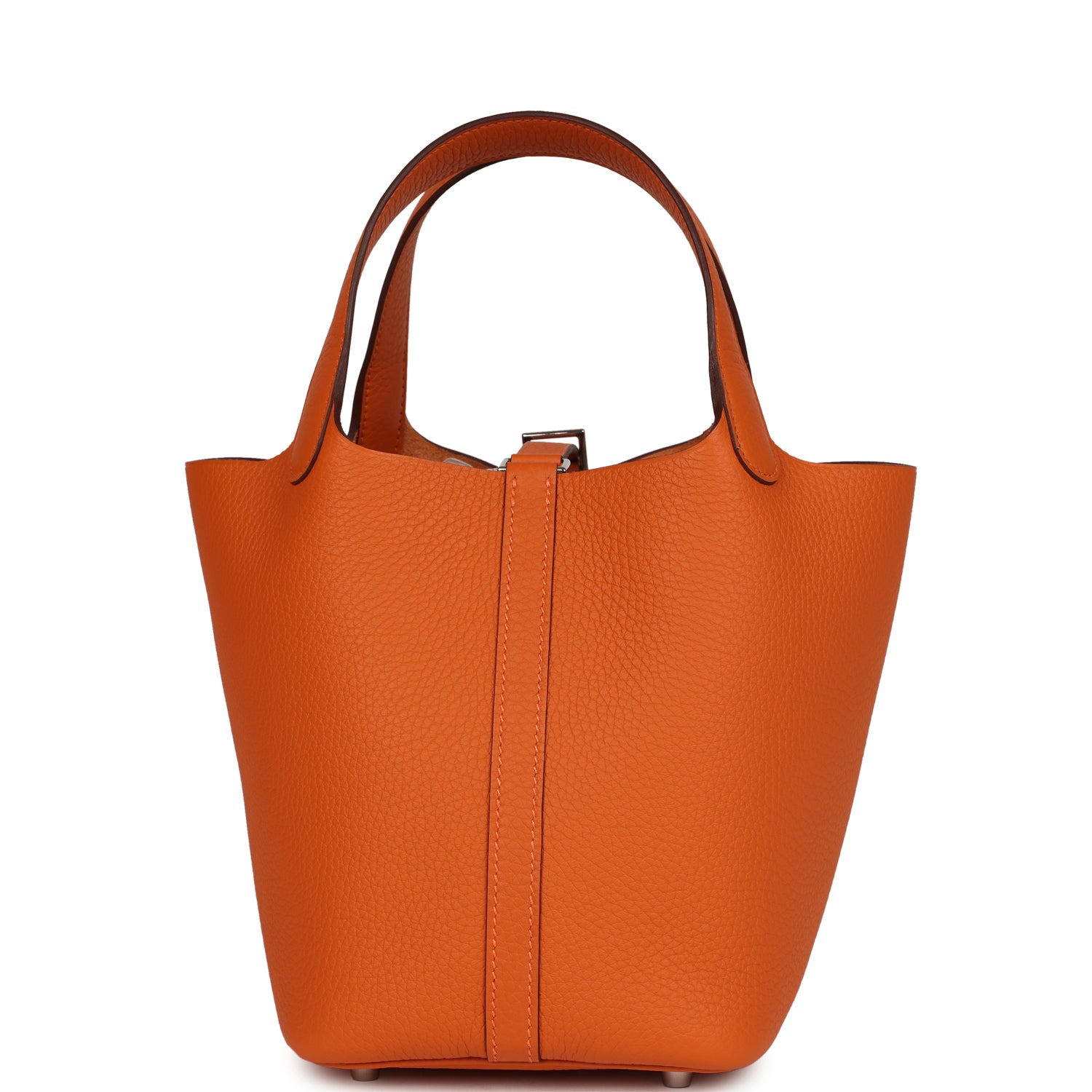 Picotin Lock 18 Orange Clemence Palladium Hardware Bag