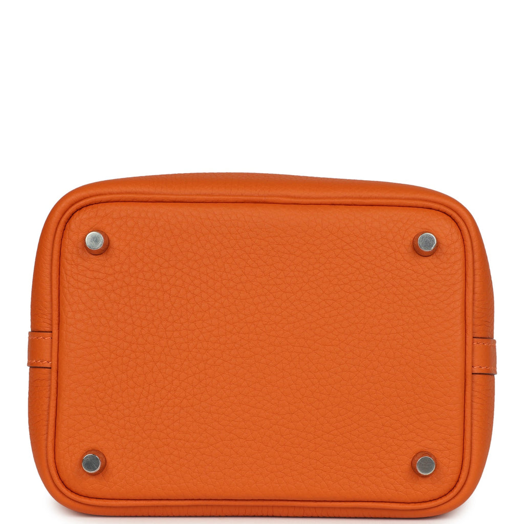 Picotin Lock 18 Orange Clemence Palladium Hardware Bag