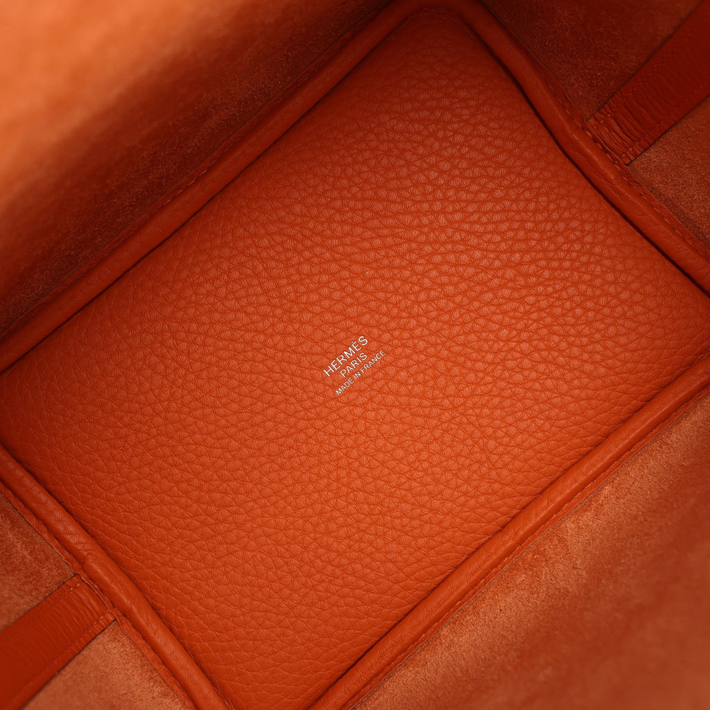 Picotin Lock 18 Orange Clemence Palladium Hardware Bag