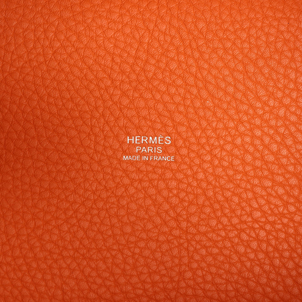 Picotin Lock 18 Orange Clemence Palladium Hardware Bag