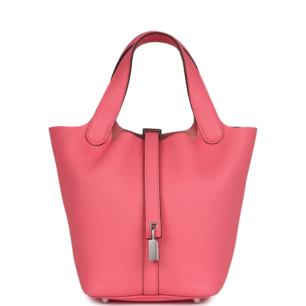 Picotin Lock 18 Rose Azalee Clemence Palladium Hardware Bag