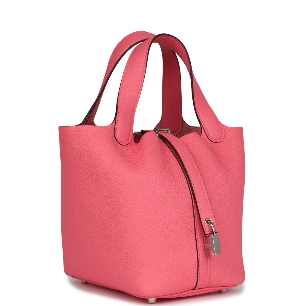 Picotin Lock 18 Rose Azalee Clemence Palladium Hardware Bag