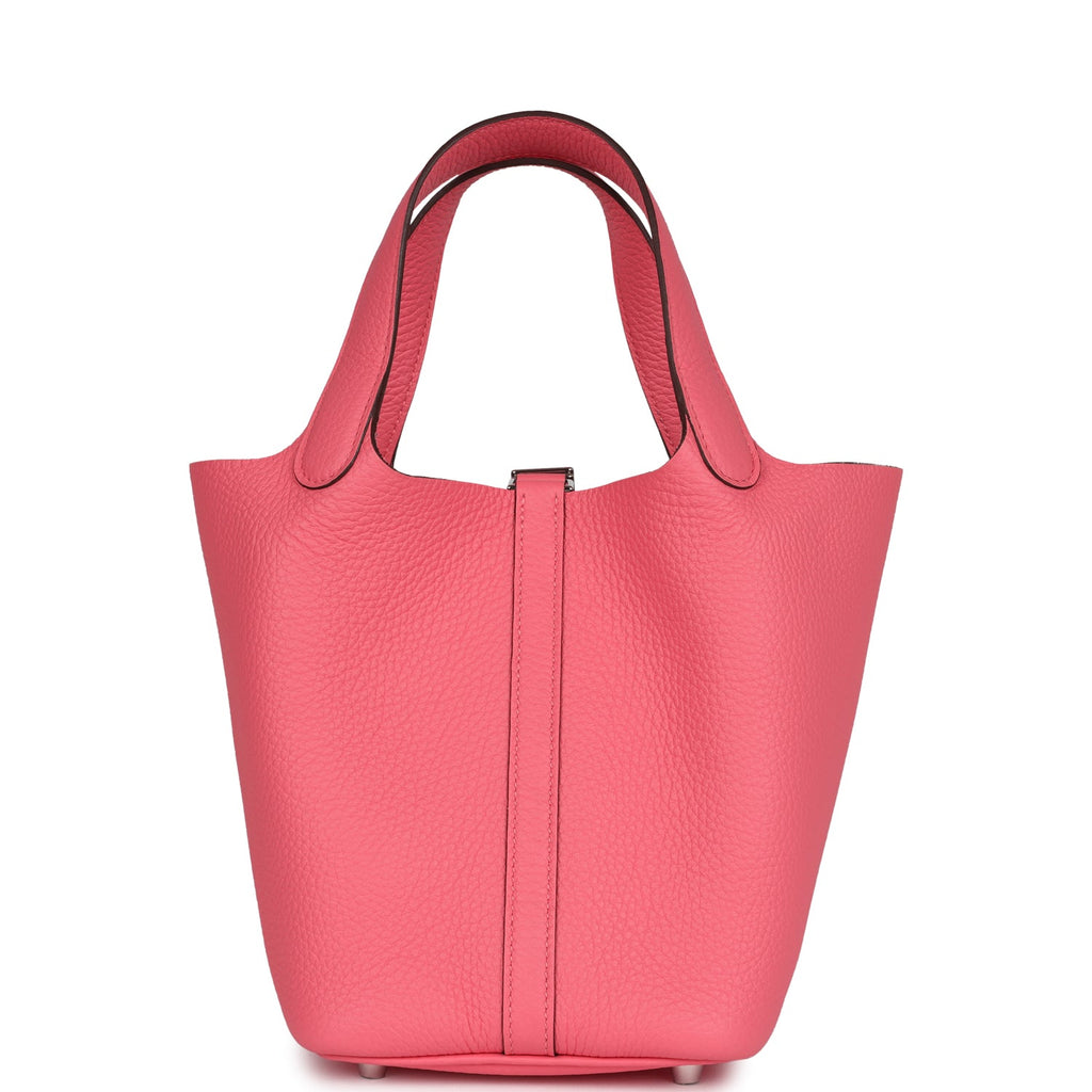 Picotin Lock 18 Rose Azalee Clemence Palladium Hardware Bag