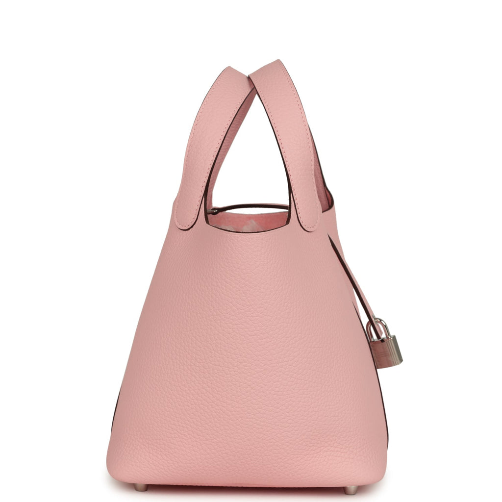 Picotin Lock 18 Rose Sakura Clemence Palladium Hardware Bag