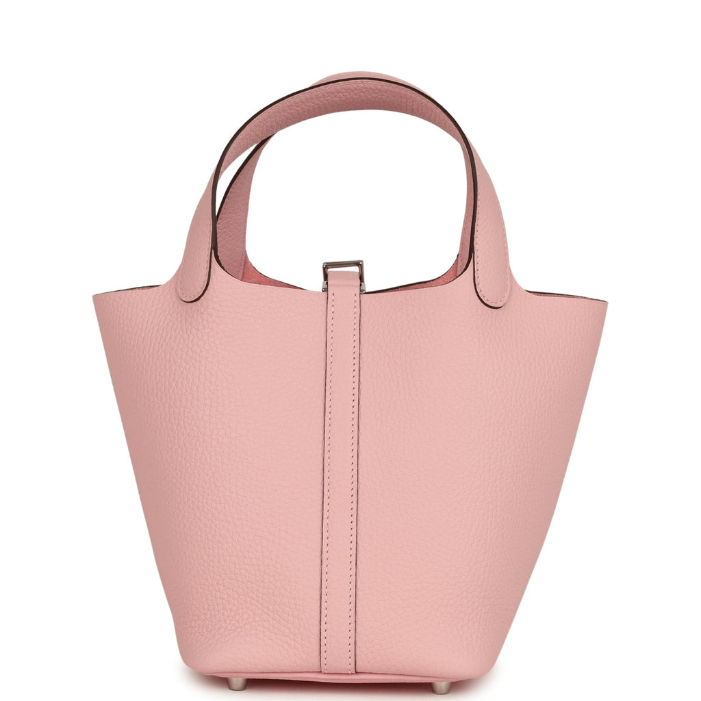 Picotin Lock 18 Rose Sakura Clemence Palladium Hardware Bag