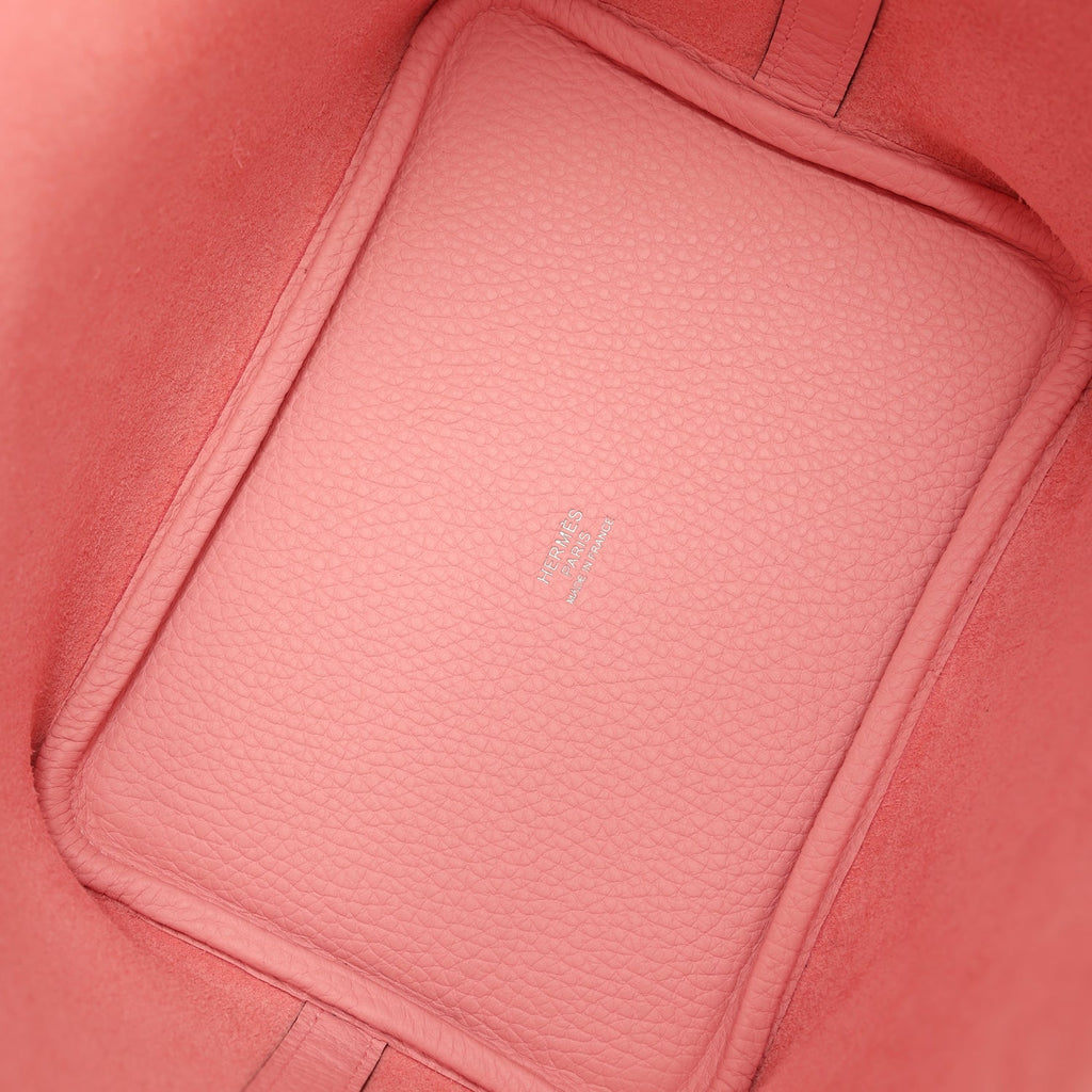 Picotin Lock 18 Rose Sakura Clemence Palladium Hardware Bag
