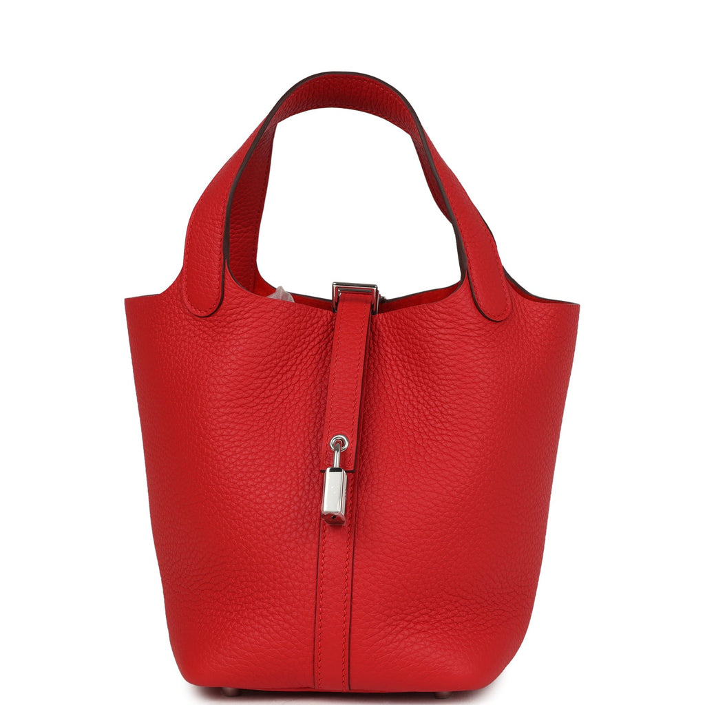 Picotin Lock 18 Rouge Radieux Clemence Palladium Hardware Bag