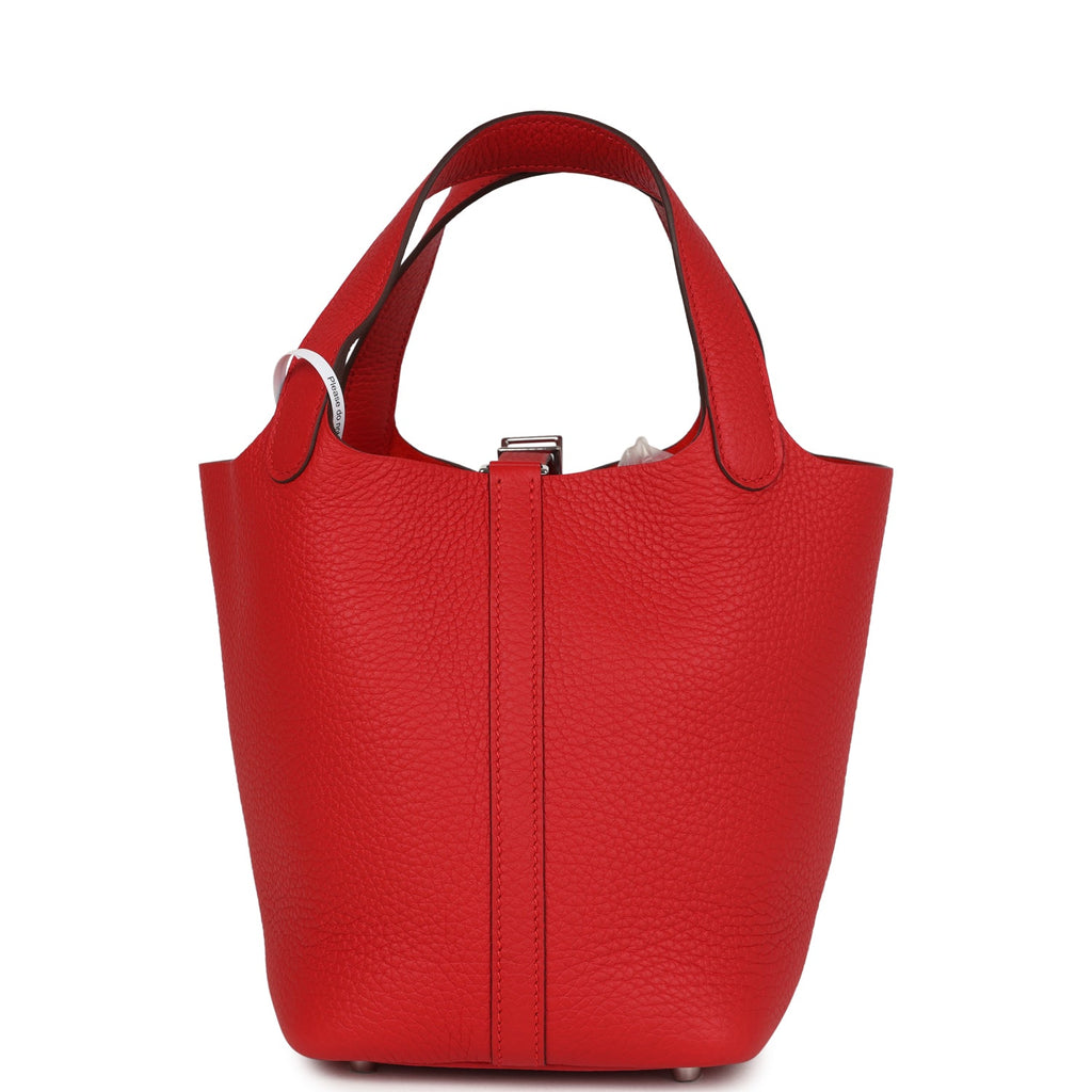 Picotin Lock 18 Rouge Radieux Clemence Palladium Hardware Bag