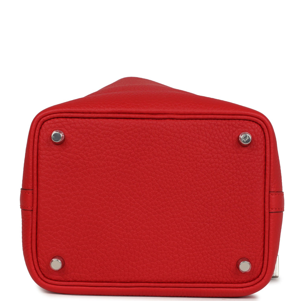 Picotin Lock 18 Rouge Radieux Clemence Palladium Hardware Bag