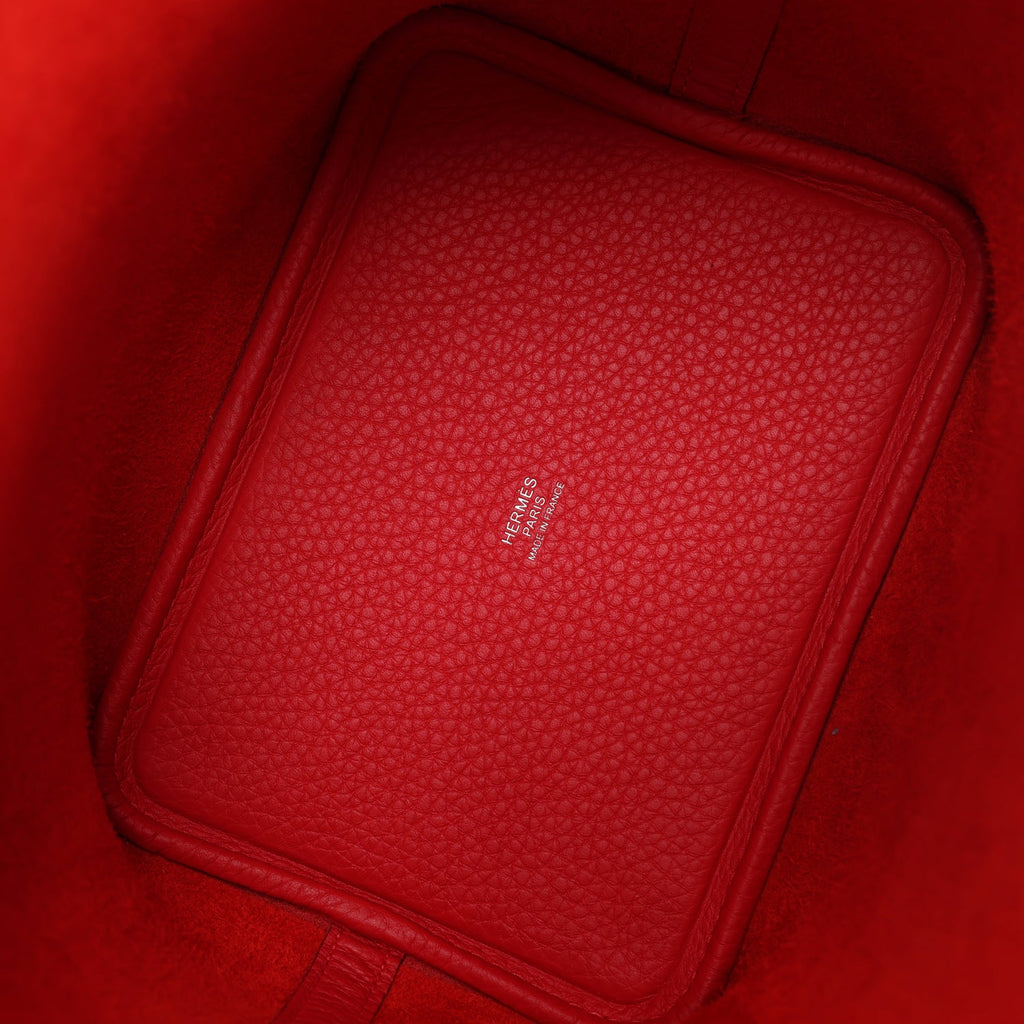 Picotin Lock 18 Rouge Radieux Clemence Palladium Hardware Bag