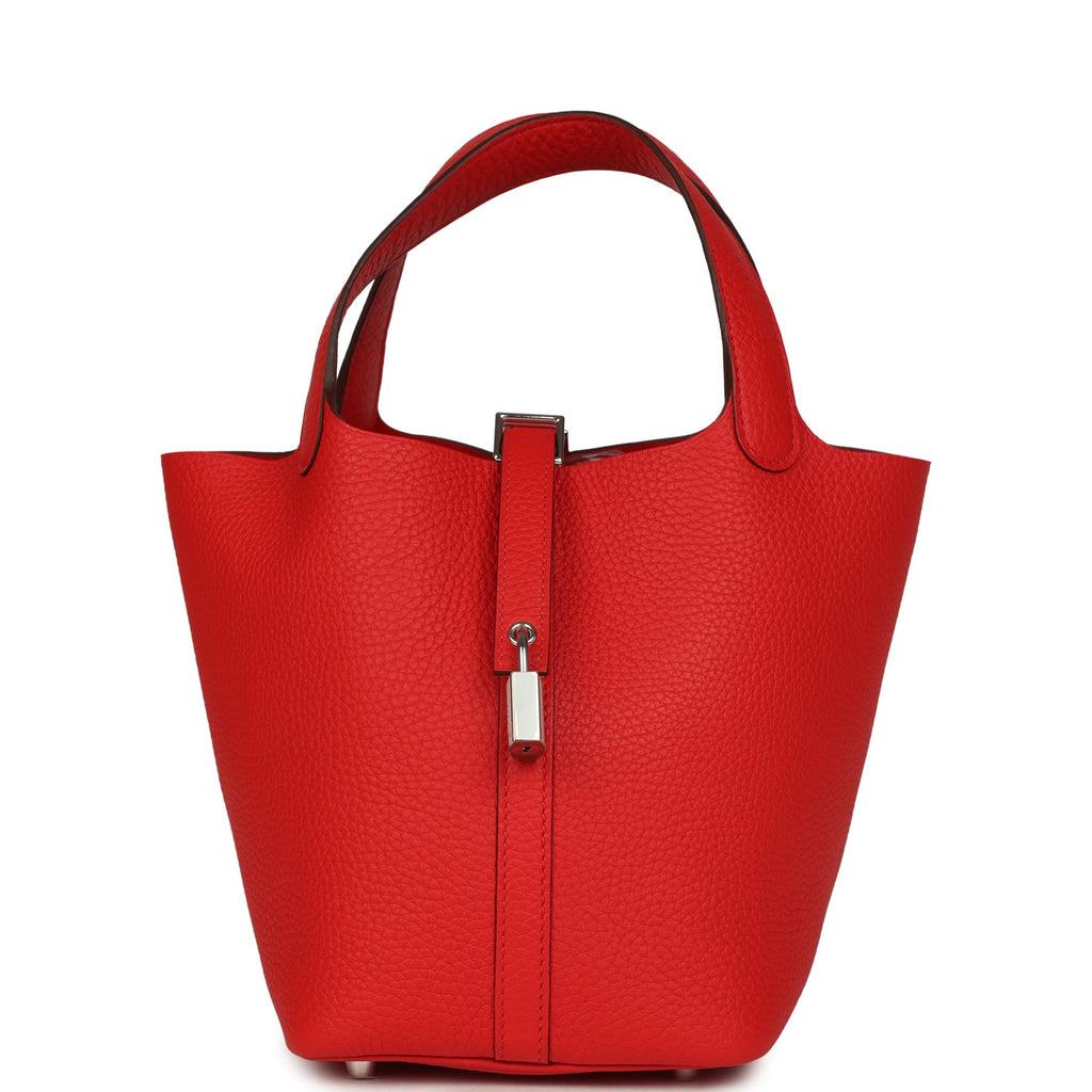 Picotin Lock 18 Rouge de Coeur Clemence Palladium Hardware Bag
