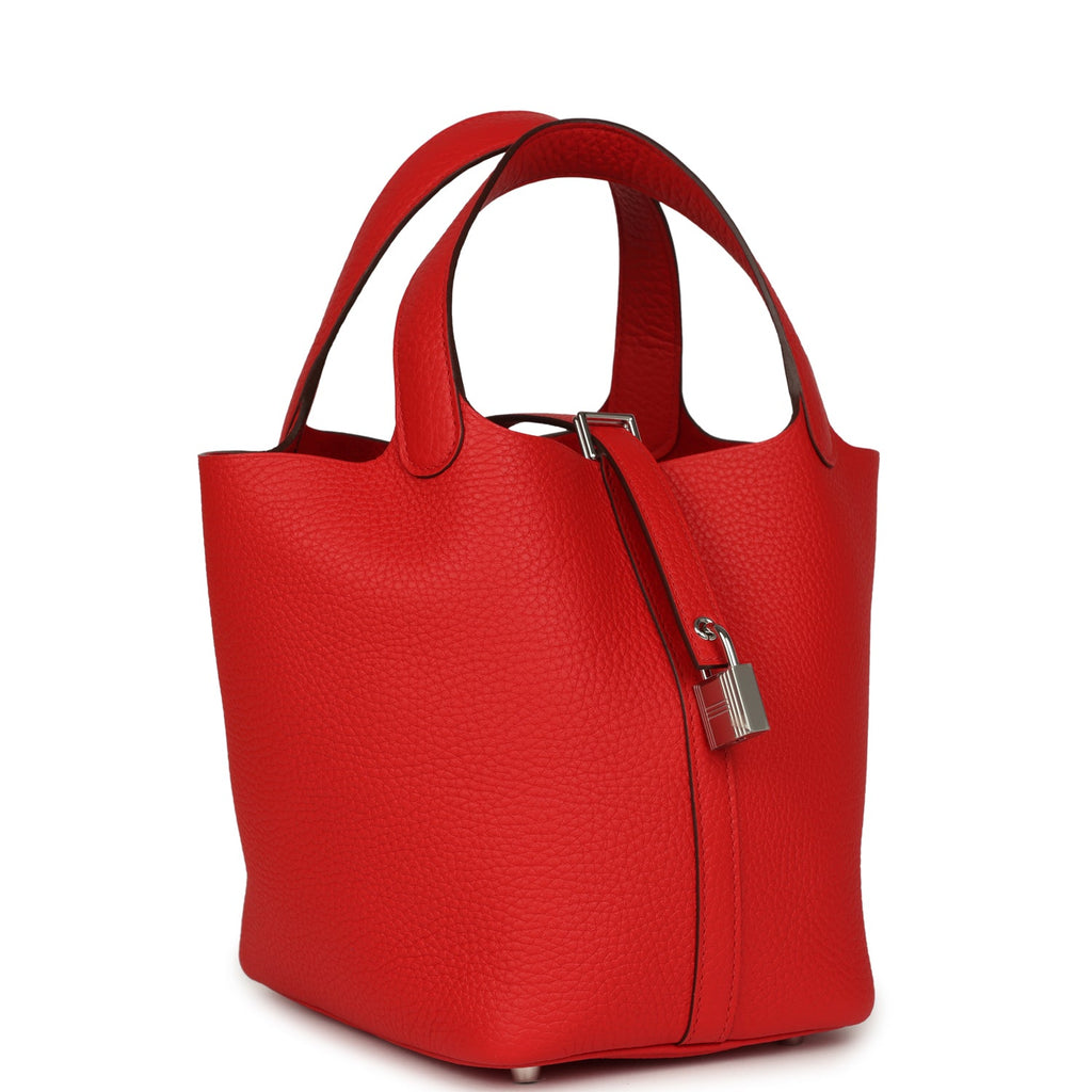 Picotin Lock 18 Rouge de Coeur Clemence Palladium Hardware Bag