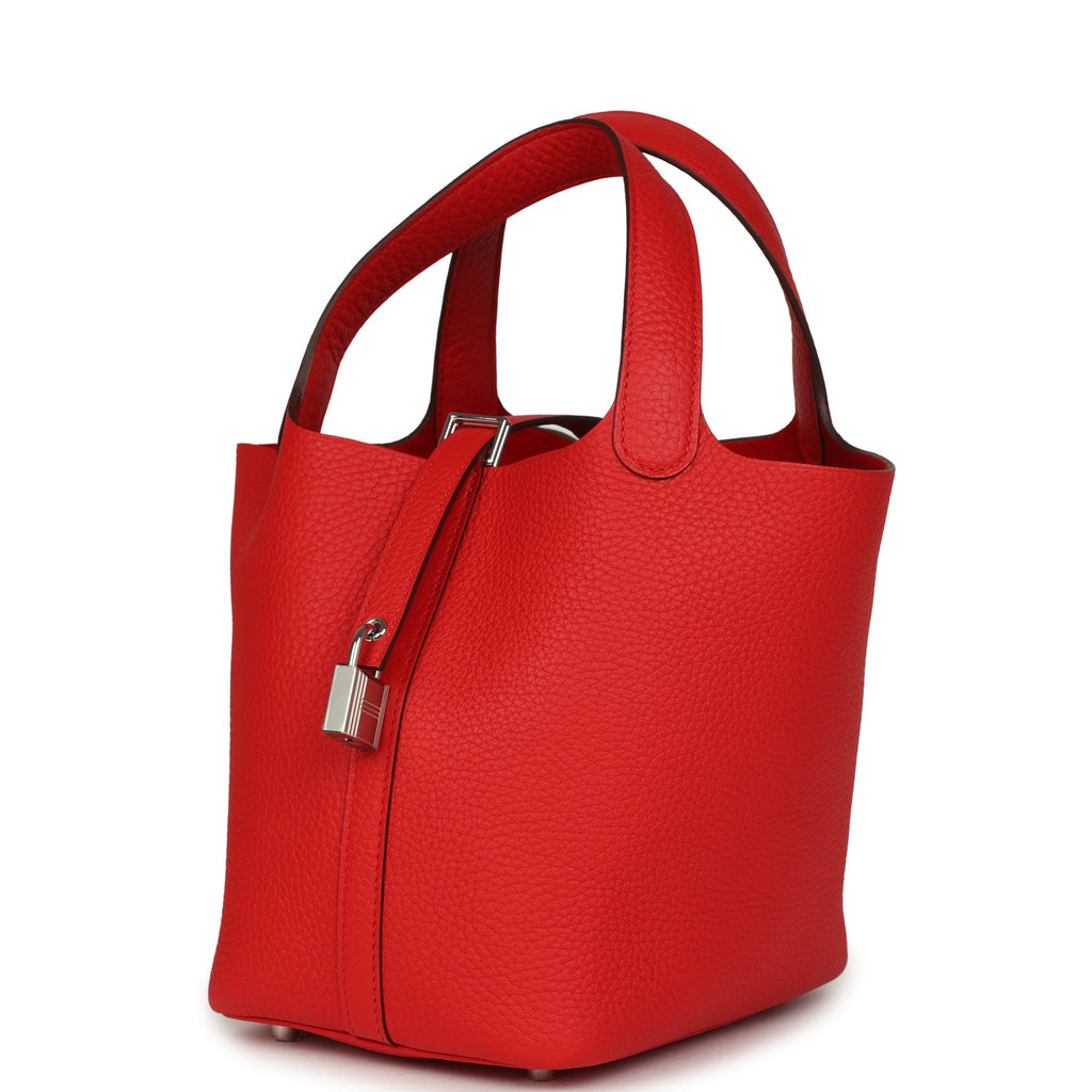 Picotin Lock 18 Rouge de Coeur Clemence Palladium Hardware Bag