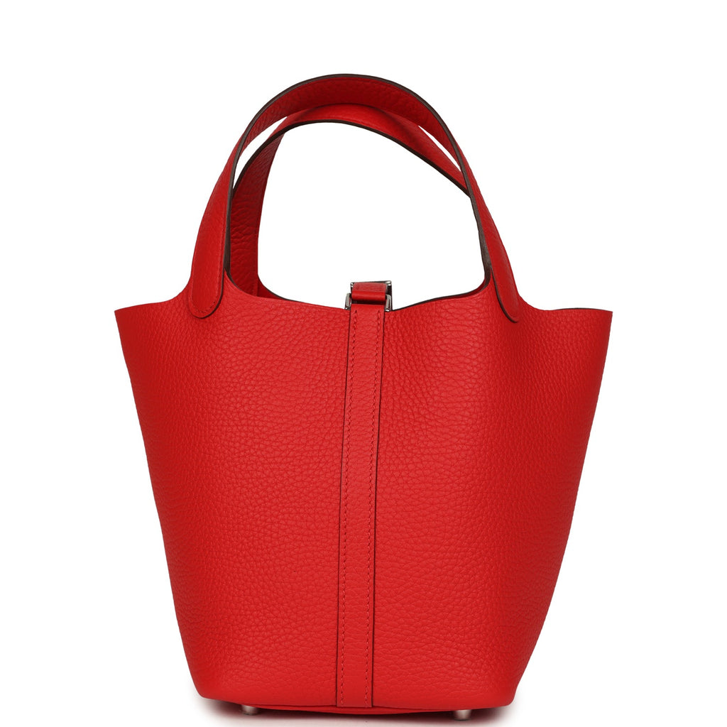 Picotin Lock 18 Rouge de Coeur Clemence Palladium Hardware Bag