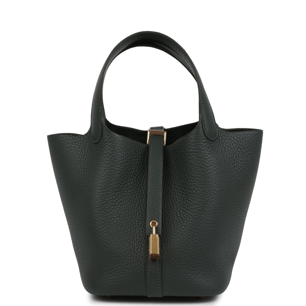 Picotin Lock 18 Vert Mangrove Gold Hardware Bag