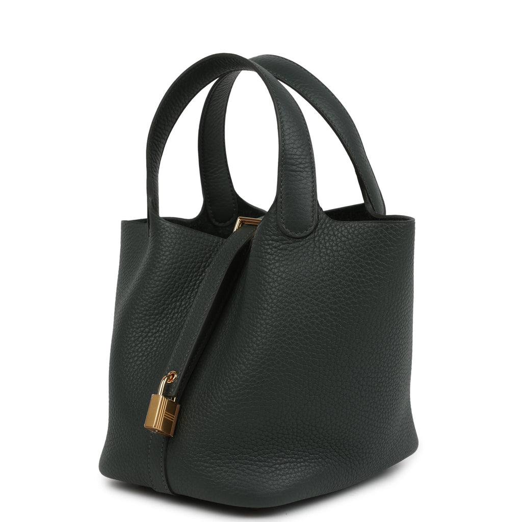 Picotin Lock 18 Vert Mangrove Gold Hardware Bag