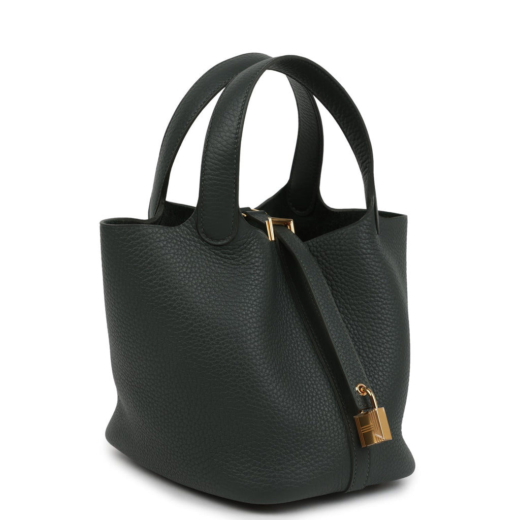Picotin Lock 18 Vert Mangrove Gold Hardware Bag